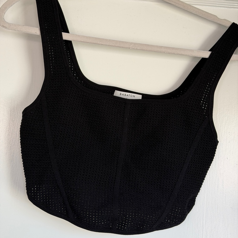 Aritzia Babaton Black Knit Crop Top